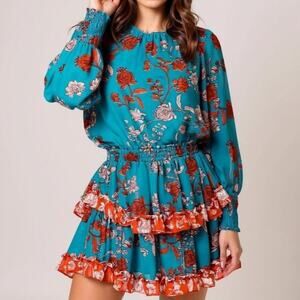 MISA Los Angeles Camila Dress Teal Paisley XS-M NWT